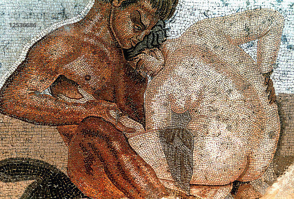 Mosaik eines Satyrs und einer Nymphe  Haus des Fauns  Pompeji  Italien. Künstler: Unbekannt
