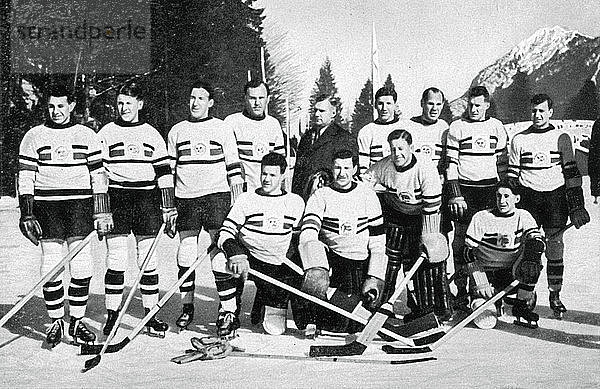 Eishockeymannschaft von Großbritannien  Olympische Winterspiele  Garmisch-Partenkirchen  Deutschland  1936. Künstler: Unbekannt