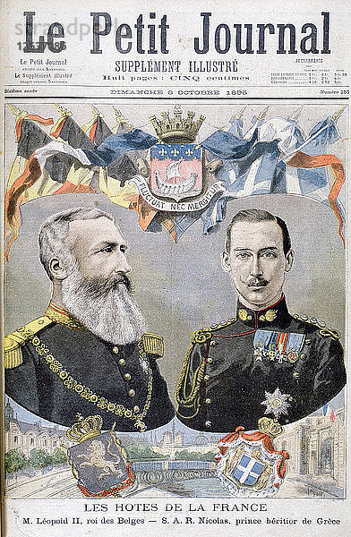 König Leopold II. von Belgien und Prinz Nikolaus von Griechenland und Dänemark  1895. Künstler: Oswaldo Tofani