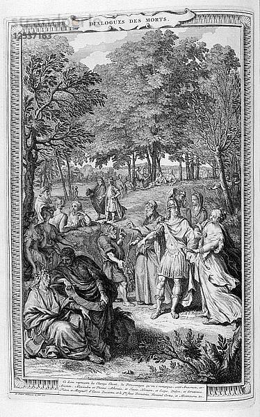 Dialoge der Toten  1728. Künstler: Bernard Picart