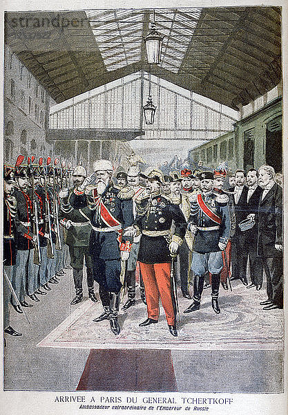 Ankunft des russischen Botschafters in Frankreich  General Tschertkow (Tschertkow)  Paris  1895. Künstler: Unbekannt