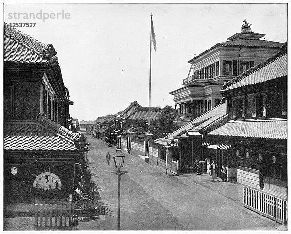 Straße in Tokio  Japan  Ende des 19. Jahrhunderts.Künstler: John L. Stoddard