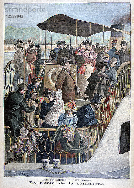 Pariser  die mit dem Boot vom Lande zurückkehren  1894. Künstler: Weber