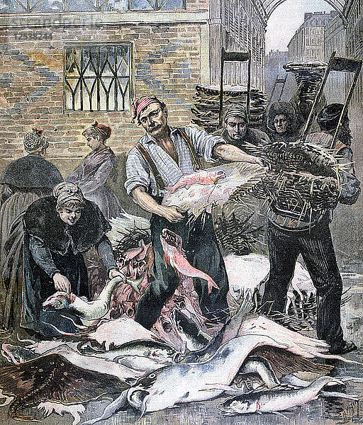 Der Fischmarkt  Paris  1893. Künstler: Henri Meyer