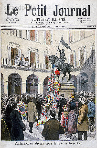 Kranzniederlegung durch Studenten an der Statue von Jeanne d'Arc  Paris  1894. Künstler: Unbekannt