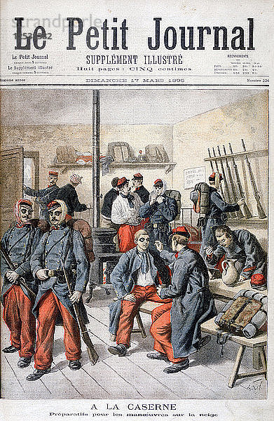 In der Kaserne  Vorbereitung auf Manöver im Schnee  1895. Künstler: Frederic Lix