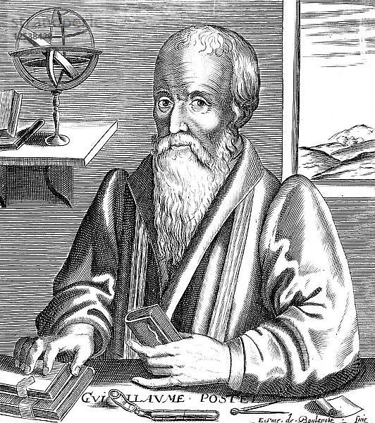 Guillaume Postel  französischer Linguist  Astronom und Diplomat des 16. Jahrhunderts. Künstler: Unbekannt