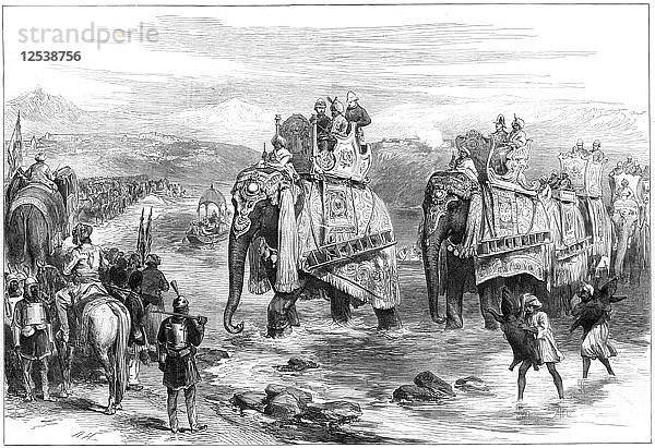 Ankunft des Prince of Wales in Jummoo  Kaschmir  1876. Künstler: Unbekannt