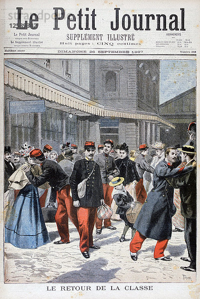 Heimkehrende französische Soldaten  Frankreich  1897. Künstler: Oswaldo Tofani