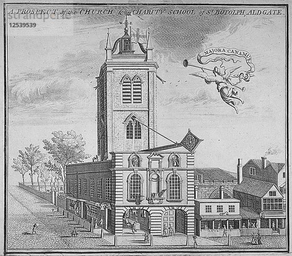 Kirche St. Botolph  Aldgate  Stadt London  1750. Künstler: Anon