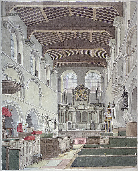 Innenansicht der Kirche St. Bartholomew-the-Great  Smithfield  City of London  1821. Künstler: Thomas Hosmer Shepherd