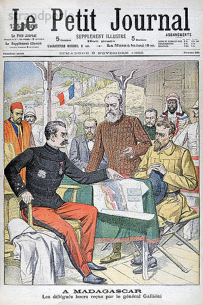 Empfang einer Buren-Delegation durch General Gallieni  Gouverneur von Madagaskar  1902. Künstler: Unbekannt
