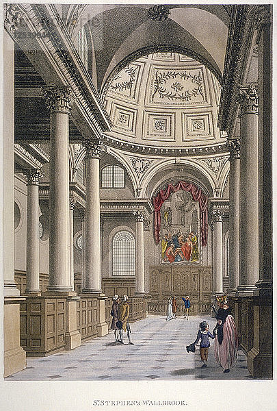 Innenraum der Kirche St. Stephen Walbrook  City of London  1798. Künstler: Thomas Malton II