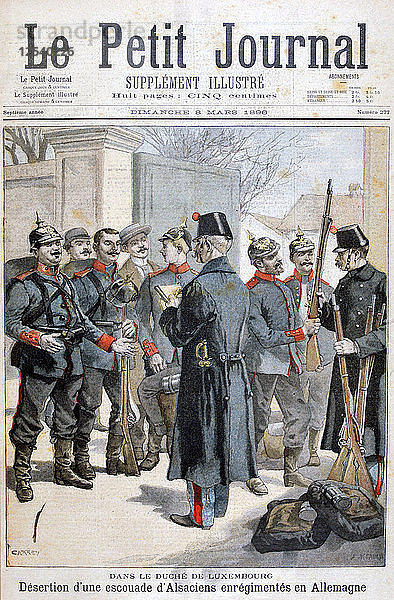Desertion einer elsässischen Truppe  die in Deutschland  Herzogtum Luxemburg  angeworben wurde  1896. Künstler: Georges Carrey