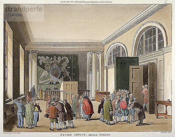 Innenraum des Akzisebüros  Old Broad Street  City of London  1810. Künstler: Thomas Sutherland