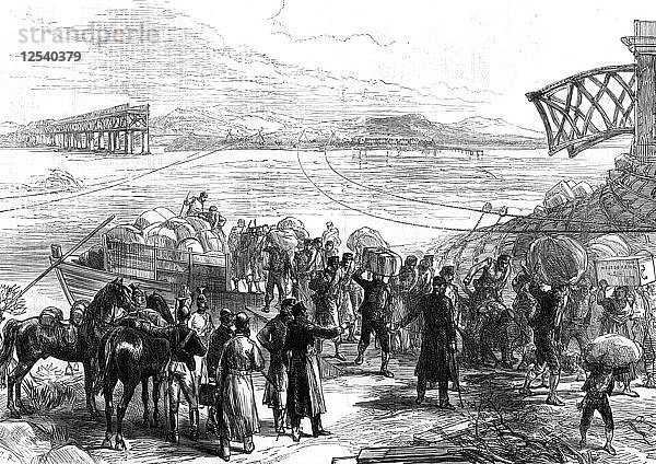 Überquerung des Ebro bei Castijon; Krieg in Spanien  1875. Künstler: Unbekannt'
