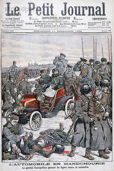 General Kuropatkin bereist die russischen Linien im Auto  Russisch-Japanischer Krieg  1904. Künstler: Unbekannt