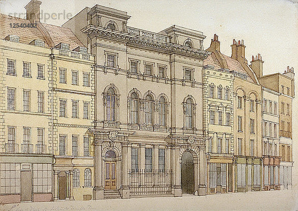 Gebäude auf der Südseite der Fleet Street  Blick in Richtung Temple Bar  City of London  1850. Künstler: Anon