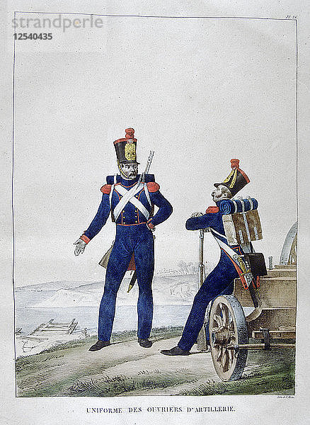 Uniform der Artilleristen  Frankreich  1823. Künstler: Charles Etienne Pierre Motte