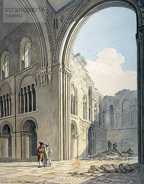 Chor der Kirche St. Bartholomäus der Große während der Reparaturarbeiten  Smithfield  City of London  1815. Künstler: Frederick Nash