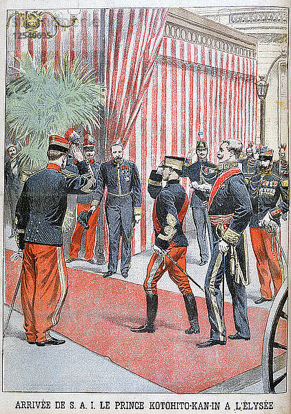 Prinz Kotohito Kan bei seiner Ankunft im Élysée-Palast  Paris  1900. Künstler: Unbekannt