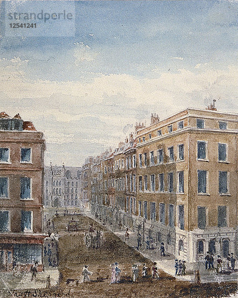 Blick auf die King Street  von Cheapside aus nach Norden zur Guildhall  City of London  1840 Künstler: Thomas Hosmer Shepherd