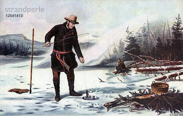 Forellenfischen am Chateaugay-See  Amerikanischer Wintersport  1856  Künstler: Arthur Fitzwilliam Tait