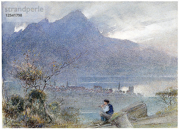 Stansstad und der Pilatus  Schweiz  um 1865-1932. Künstler: Albert Goodwin