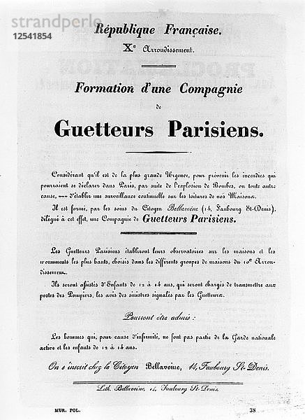 Guetteurs Parisiens  von französischen politischen Plakaten der Pariser Kommune  Mai 1871. Künstler: Unbekannt