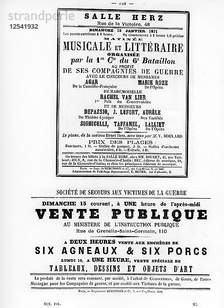 Vente Publique  von französischen politischen Plakaten der Pariser Kommune  Mai 1871. Künstler: Unbekannt