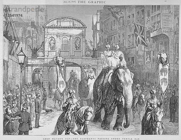 Blick auf Temple Bar während des Lord Mayors Day  City of London  1876. Künstler: Anon