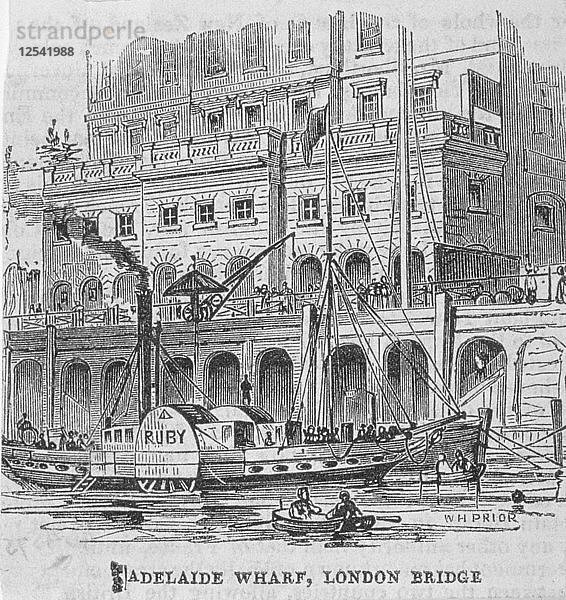 Adelaide Wharf  London Bridge  1840. Künstler: Anon