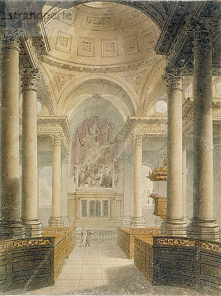 Innenraum der Kirche St. Stephen Walbrook  City of London  1810. Künstler: Frederick Mackenzie