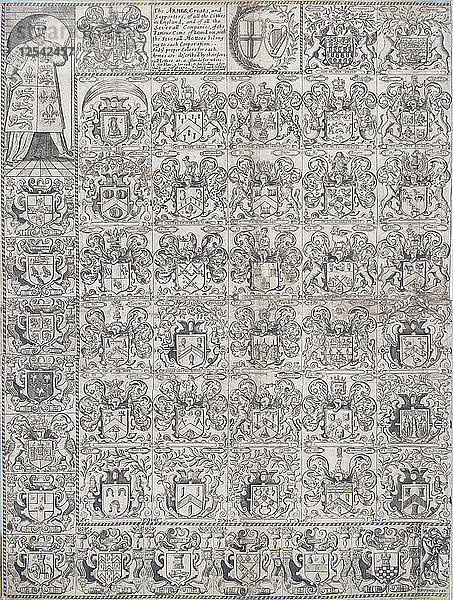Wappen der englischen Städte  Handelsgesellschaften und der Livery Companies of the City of London  1660. Künstler: Anon