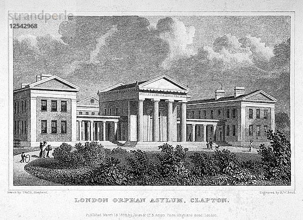 Blick auf das Londoner Waisenhaus in Clapton  Hackney  London  1828. Künstler: WH Bond