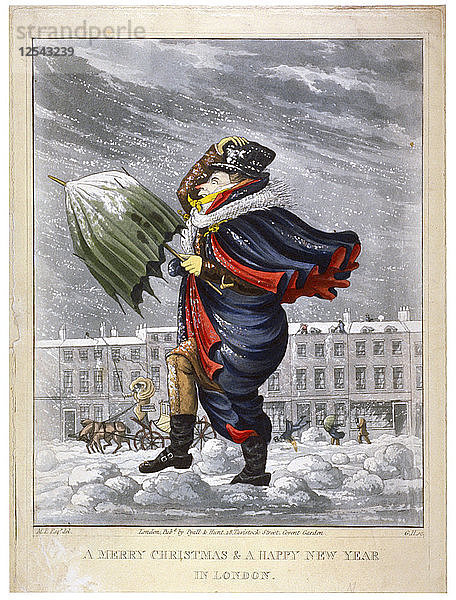 Frohe Weihnachten und ein gutes neues Jahr in London  um 1825. Künstler: George Hunt