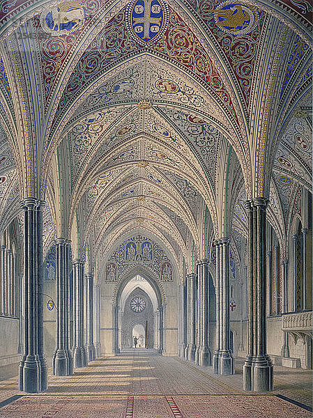 Innenansicht von Westen  Temple Church  City of London  1843. Künstler: Anon