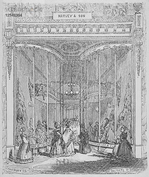 Die Geschäftsräume von Harvey und Sohn in Nr. 9 Ludgate Hill  Ludgate Hill  City of London  1845. Künstler: William Alfred Delamotte