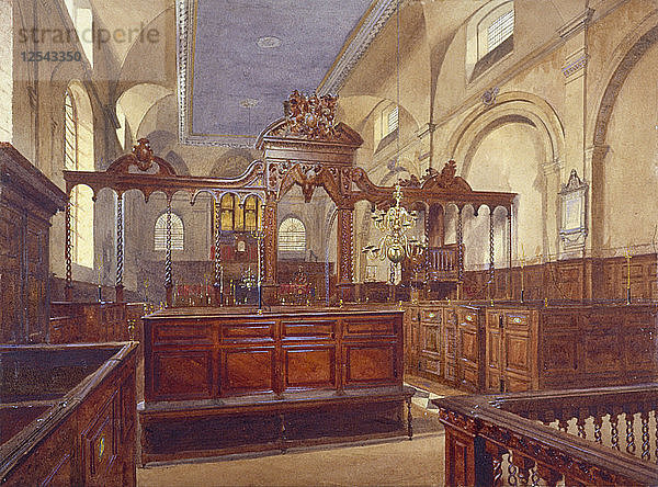 Innenraum der Kirche All Hallows the Great  City of London  1884. Künstler: John Crowther