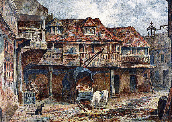 Innenhof des Tabard Inn  Borough High Street  Southwark  London  1871. Künstler: JS Tugend