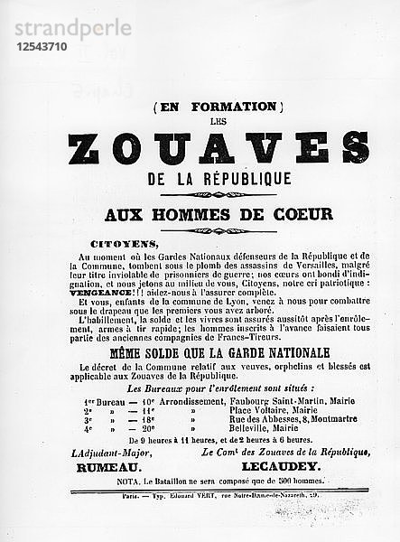 Les Zouaves  von französischen politischen Plakaten der Pariser Kommune  Mai 1871. Künstler: Unbekannt