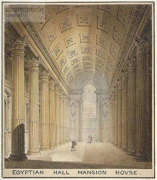 Innenansicht der Ägyptischen Halle  Mansion House  City of London  1820. Künstler: Charles Wild