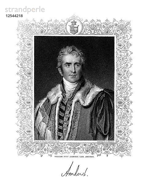 William Pitt Amherst  1. Earl Amherst  britischer Staatsmann und Diplomat  19. Jahrhundert.Künstler: S. Freeman