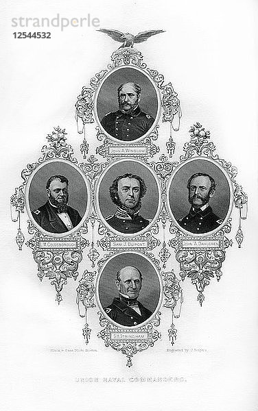 Die Admirale Winslow  Goldsborough  Du Pont  Dahlgren und Stringham aus dem Bürgerkrieg  1862-1867  Künstler: J. Rogers