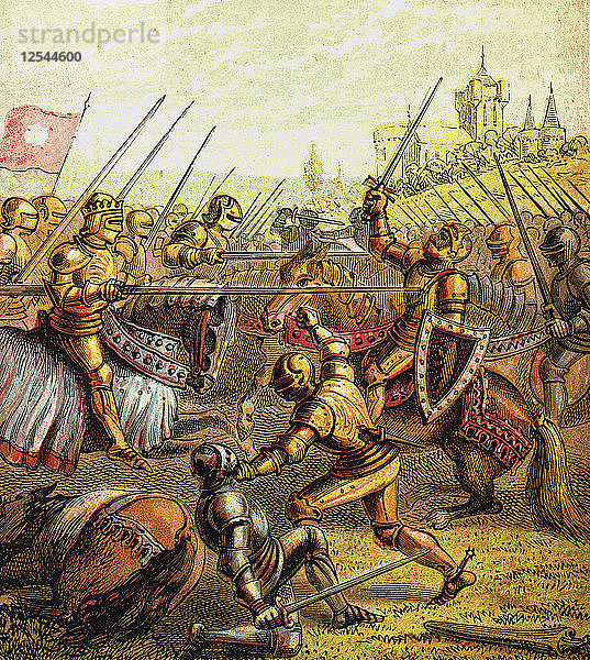 Schlacht von Tewkesbury  1471  (um 1850). Künstler: Unbekannt