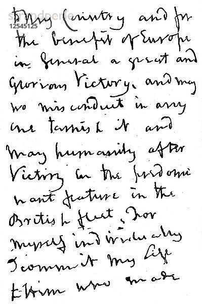 Teil eines Briefes  den Nelson kurz vor der Schlacht von Trafalgar  1805 (1894)  schrieb. Künstler: Unbekannt