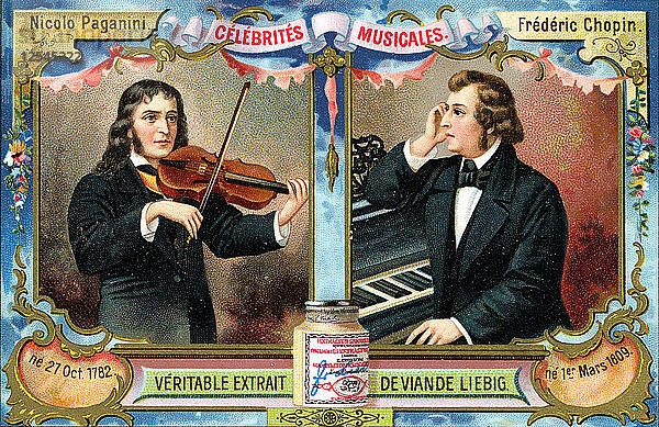 Nicolo Paganini und Frederic Chopin  um 1900. Künstler: Unbekannt