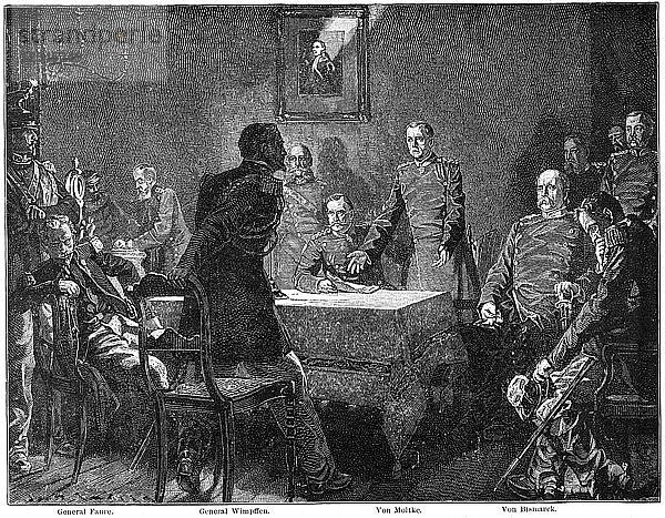 Diskussion über die Kapitulation Frankreichs nach der Schlacht von Sedan  Deutsch-Französischer Krieg  1870 (1900).Künstler: Georg Bleibtreu