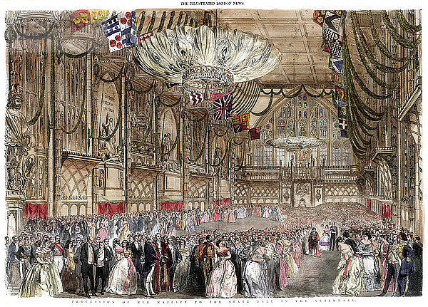 Prozession Ihrer Majestät zum Staatsball in der Guildhall  1851 Künstler: A Mason