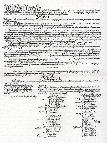 Faksimile der Präambel und der Verfassung der Vereinigten Staaten von Amerika  1901. Künstler: Unbekannt